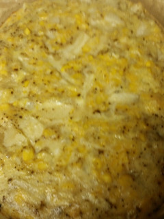 A picture of Cheesy Potatoes & Corn.