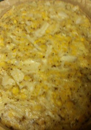 A picture of Cheesy Potatoes & Corn.