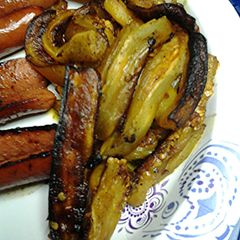 A picture of Caramelized eggplant.