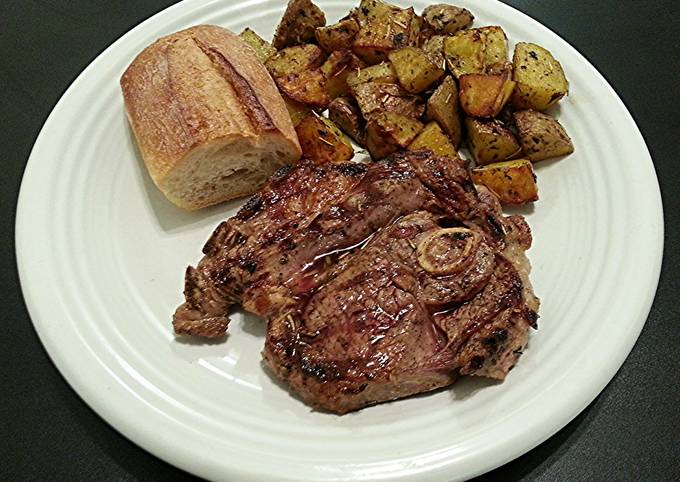Grilled Lamb Steak with Italian Roasted Potatoes