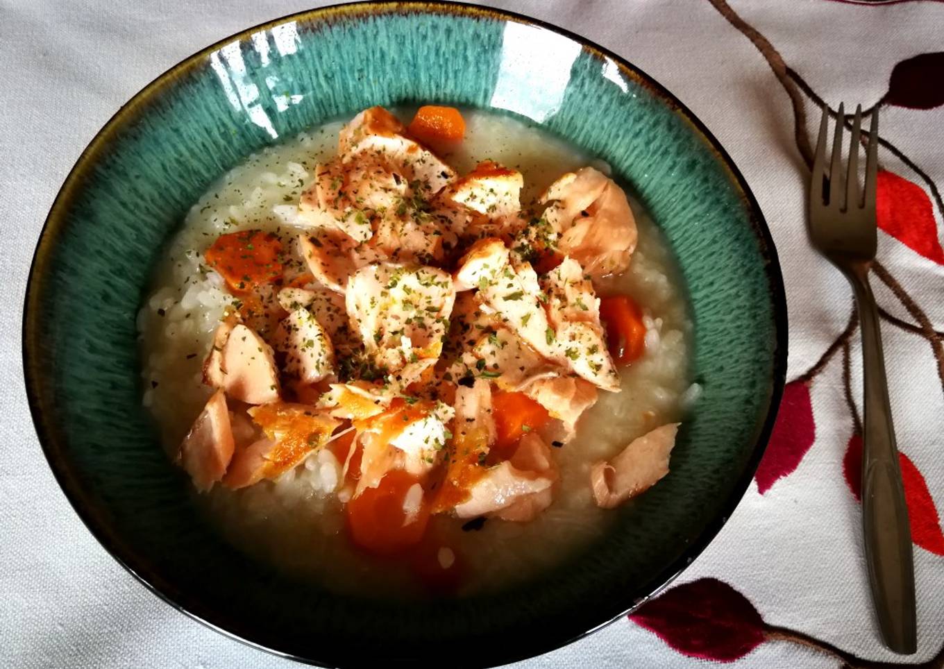 Arroz hervido con salmón a la pancha - diet