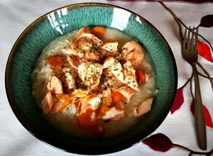 Foto principal de Arroz hervido con salmón a la pancha - diet