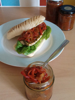A picture of Vickys Red Pepper and Chilli Chutney, GF DF EF SF NF.