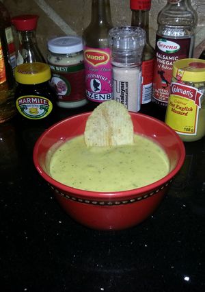 A picture of Tasty honey mustard dip/salad dressing.