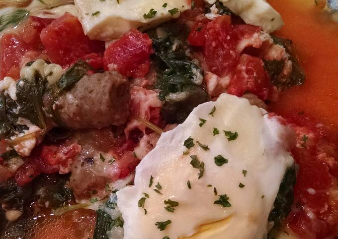 Spinach and Tomato Poached Eggs