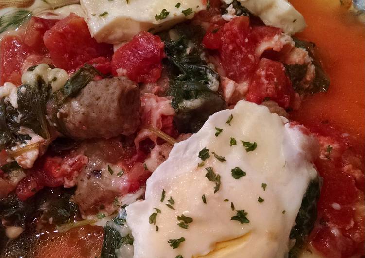 Recipe of Any-night-of-the-week Spinach and Tomato Poached Eggs