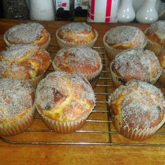 A picture of Nutella muffins and crunchy peanut butter muffins.