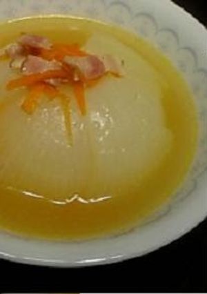 A picture of A Quick Soup With A Whole Sweet Onion.