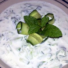 A picture of Pam's yugort and cucumber appetizer....
