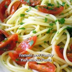 A picture of Tomato & Parsley Pasta with Yuzu Pepper.
