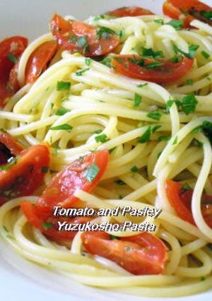 A picture of Tomato & Parsley Pasta with Yuzu Pepper.