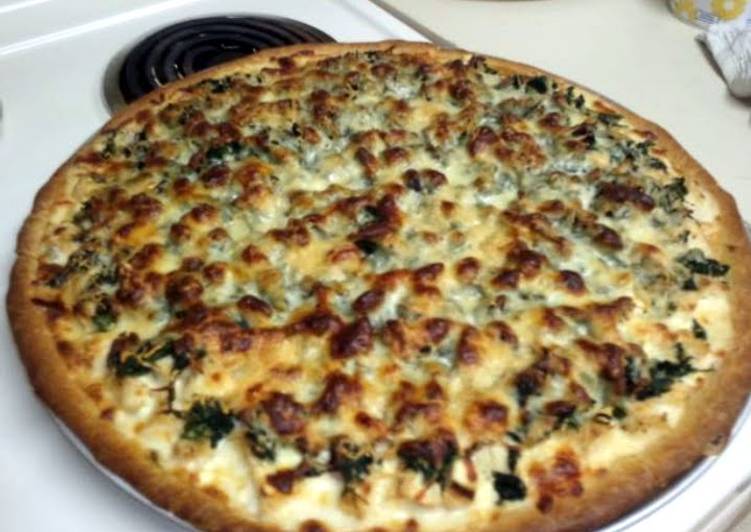 Recipe of Award-winning Alfredo chicken spinach pizza