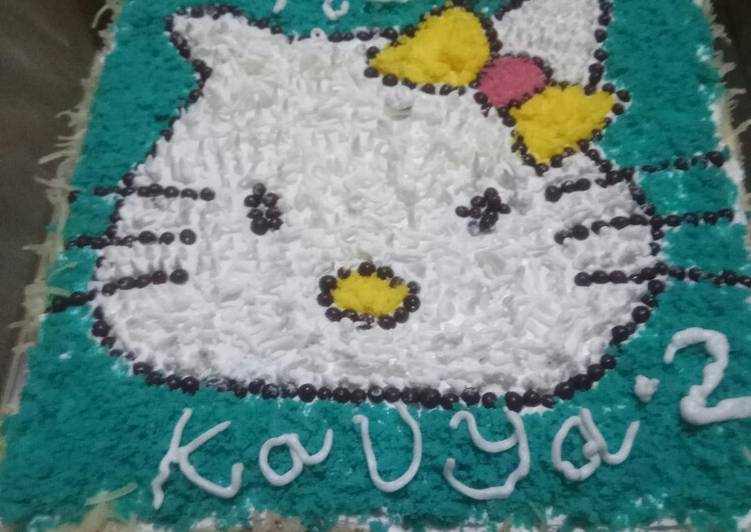 Langkah Mudah untuk Menyiapkan Dekor Cake ultah hello Kitty yang Enak Banget