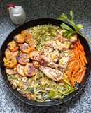 Alitas de pollo al jengibre y vegetales