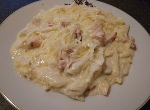 O poză a rețetei Spaghete (penne) carbonara.