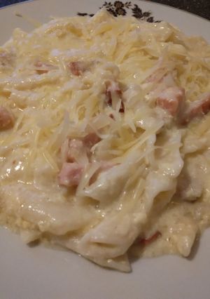 O poză a rețetei Spaghete (penne) carbonara.