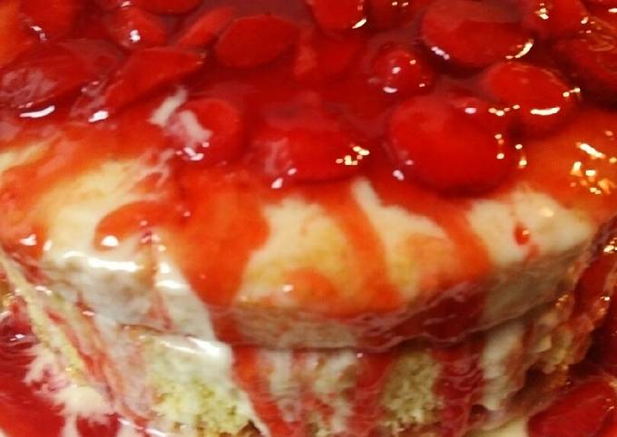 Steps to Prepare Homemade 3- Layer Strawberry Naked Drip Cake from
scratch