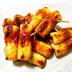 A picture of Kabayaki-Style Sweet and Spicy Grilled Chikuwa.