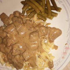 A picture of Beef in Wine Dill Sauce.