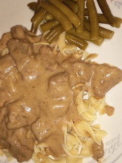 A picture of Beef in Wine Dill Sauce.