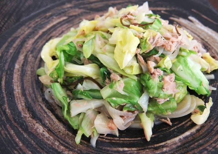 Simple Way to Prepare Any-night-of-the-week Time-Saving Spring Cabbage &amp; Tuna Shio-Kombu Stir-Fry