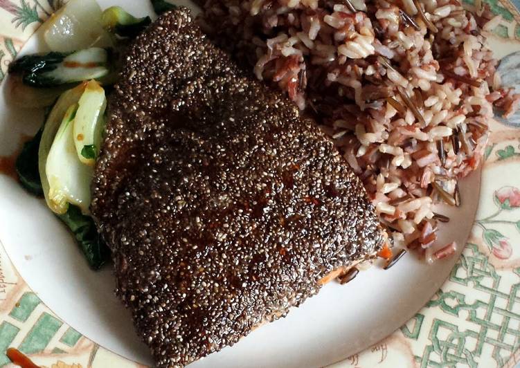 Easiest Way to Prepare Quick Chia-crusted salmon with Asian greens (copied from online)