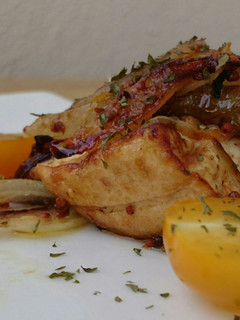 A picture of Tofu And Onion In Whole Grain Mustard Sauce.