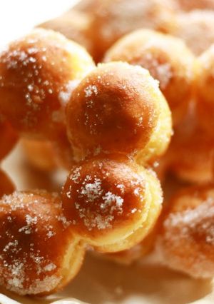 A picture of Chewy and Moist "Pon-de-Ring" Doughnuts.