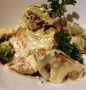 Recipe Sauteed pork and brussels sprouts in cream sauce which Delicious