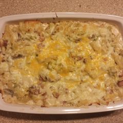 A picture of Lower carb cheesy Carbonara.