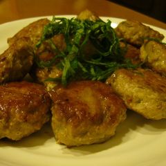 A picture of Pork Tsukune (Patties) Packed with Burdok Root.