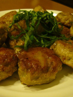 A picture of Pork Tsukune (Patties) Packed with Burdok Root.