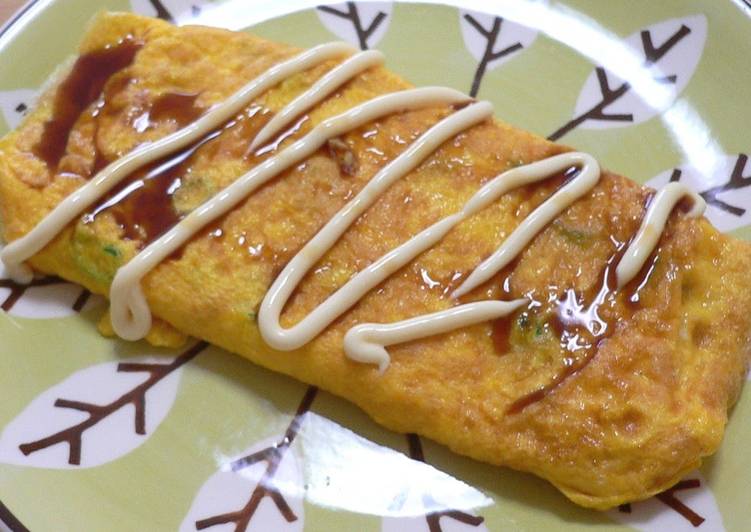 Steps to Make Appetizing Green Onion and Cheese Omelette