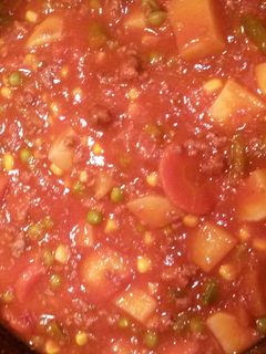 A picture of vegetable beef soup.