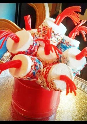 A picture of Ray's' 4th of July Marshmallow Poppers.