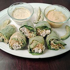 A picture of Crab and Avacado Summer Rolls.