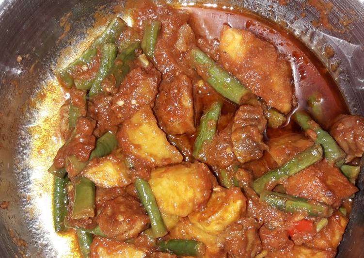 Cara mengolah Ikan asin sambel kacang panjang dan kentang, Bikin Ngiler
