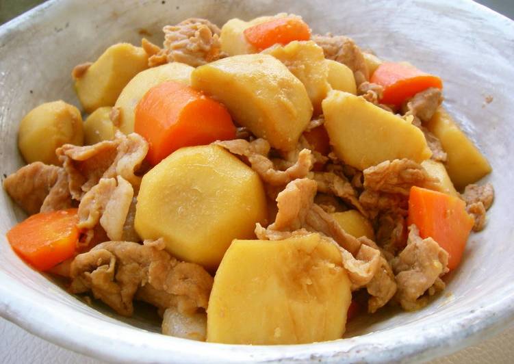 Recipe of Homemade Delicious Simmered Taro Root &amp; Thinly-Sliced Pork