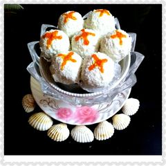 Mango flavor Coconut Sandesh A picture of Mango flavor Coconut Sandesh.