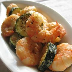 Shrimp and Zucchini Stir Fried In Milk And Miso A picture of Shrimp and Zucchini Stir Fried In Milk And Miso.