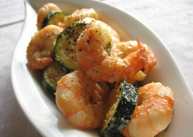 Recipe: Delicious Shrimp and Zucchini Stir Fried In Milk And Miso