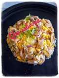 Arroz frito con pollo y champignones