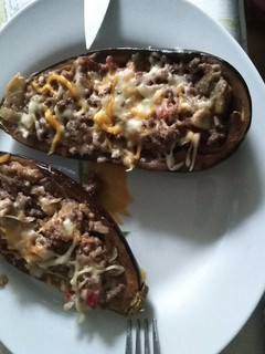 Una foto de Berenjenas rellenas de carne