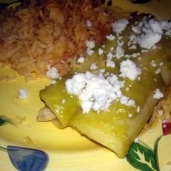 A picture of enchiladas verdes.