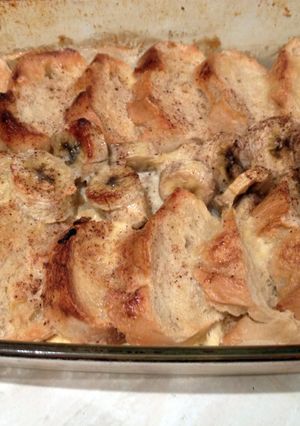 A picture of Banana Bread and Butter Pudding.