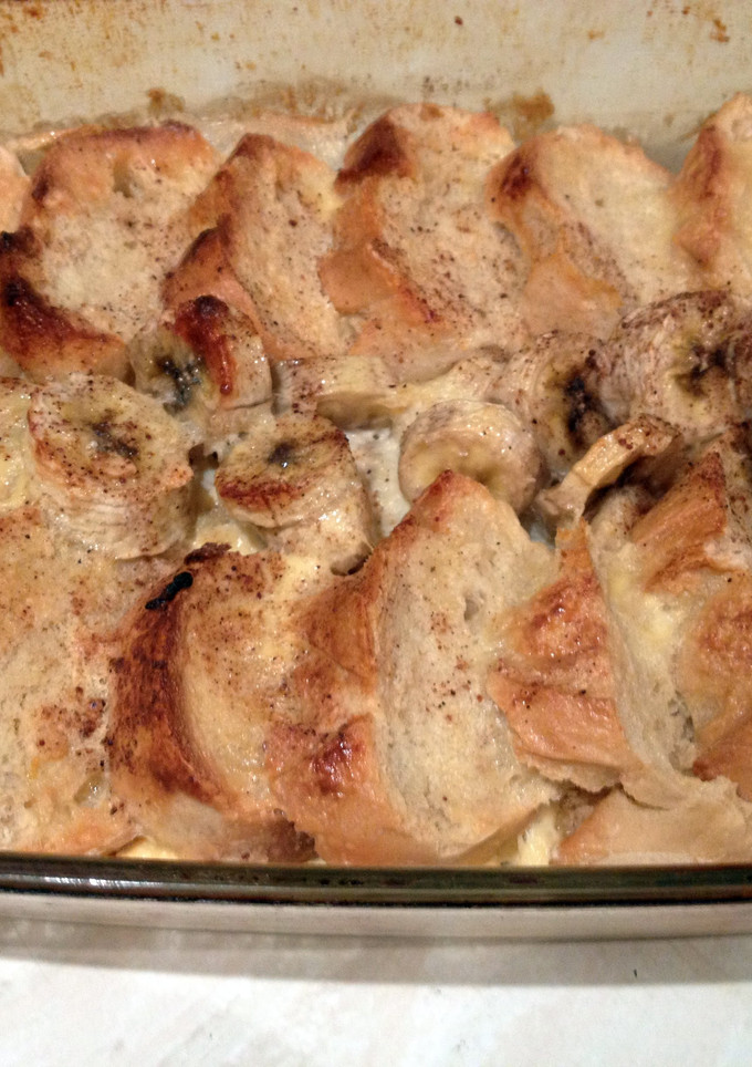 A picture of Banana Bread and Butter Pudding.