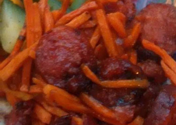 barbecue shredded carrots and turkey sausage recipe main photo