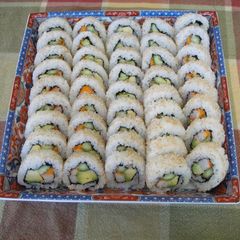 A picture of California Rolls.