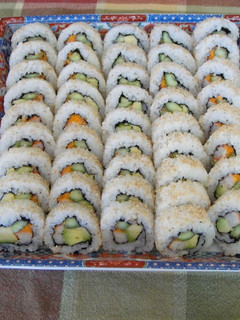 A picture of California Rolls.