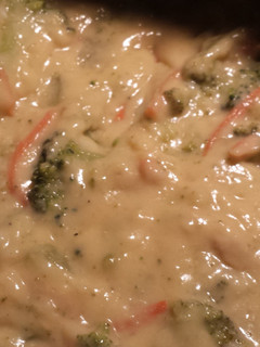 A picture of Broccoli and cheese soup..